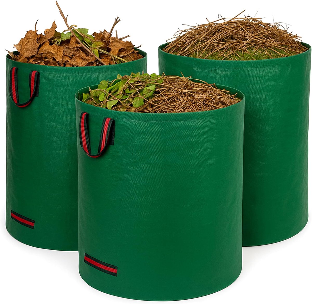 3 x 272 l tuinzak, bladzak, tuinafvalzak, versterkte bodem, robuust weefsel, 4 draaggrepen, dubbele naden, waterafstotend, uv-bestendig, zelfstaand en opvouwbaar, herbruikbare tuinzakken