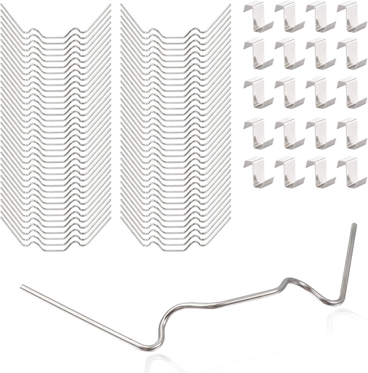 100Pcs Greenhouse Glass Clips, Roestvrij Staal W Draad & Z Overlap Clips voor Aluminium-Framed Kassen