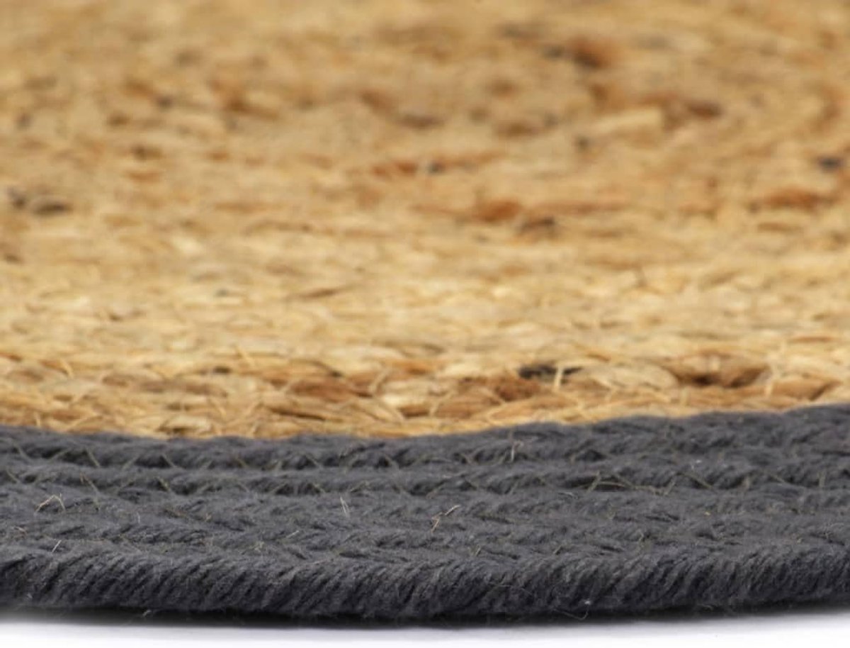 Placemats, tafelonderzetters, placemats, placemats jute en katoen, naturel en antraciet, 38 cm