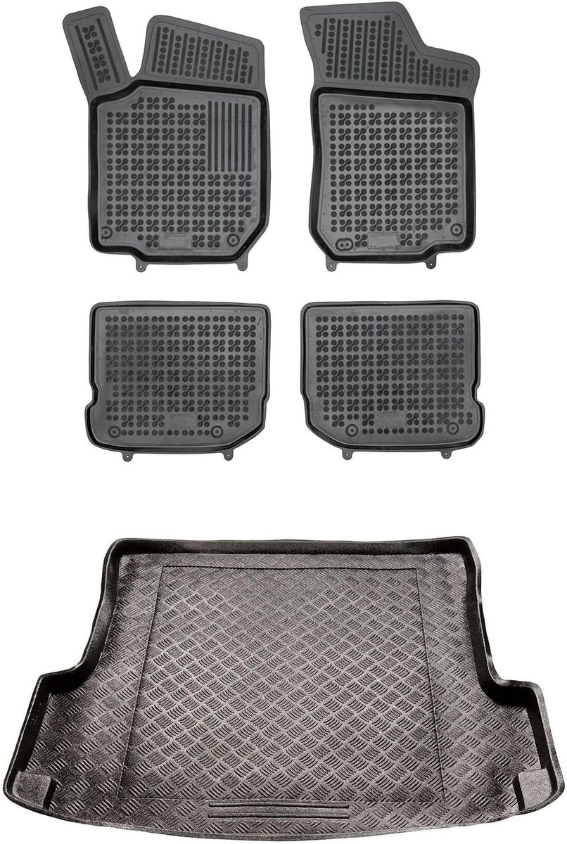 Set rubberen vloermatten en pe koffermatten voor Skoda Octavia I 1996-2004 - Verbeter uw reiscomfort met antislipmatten auto - all-weather vloermatten auto, bescherming tegen vuil