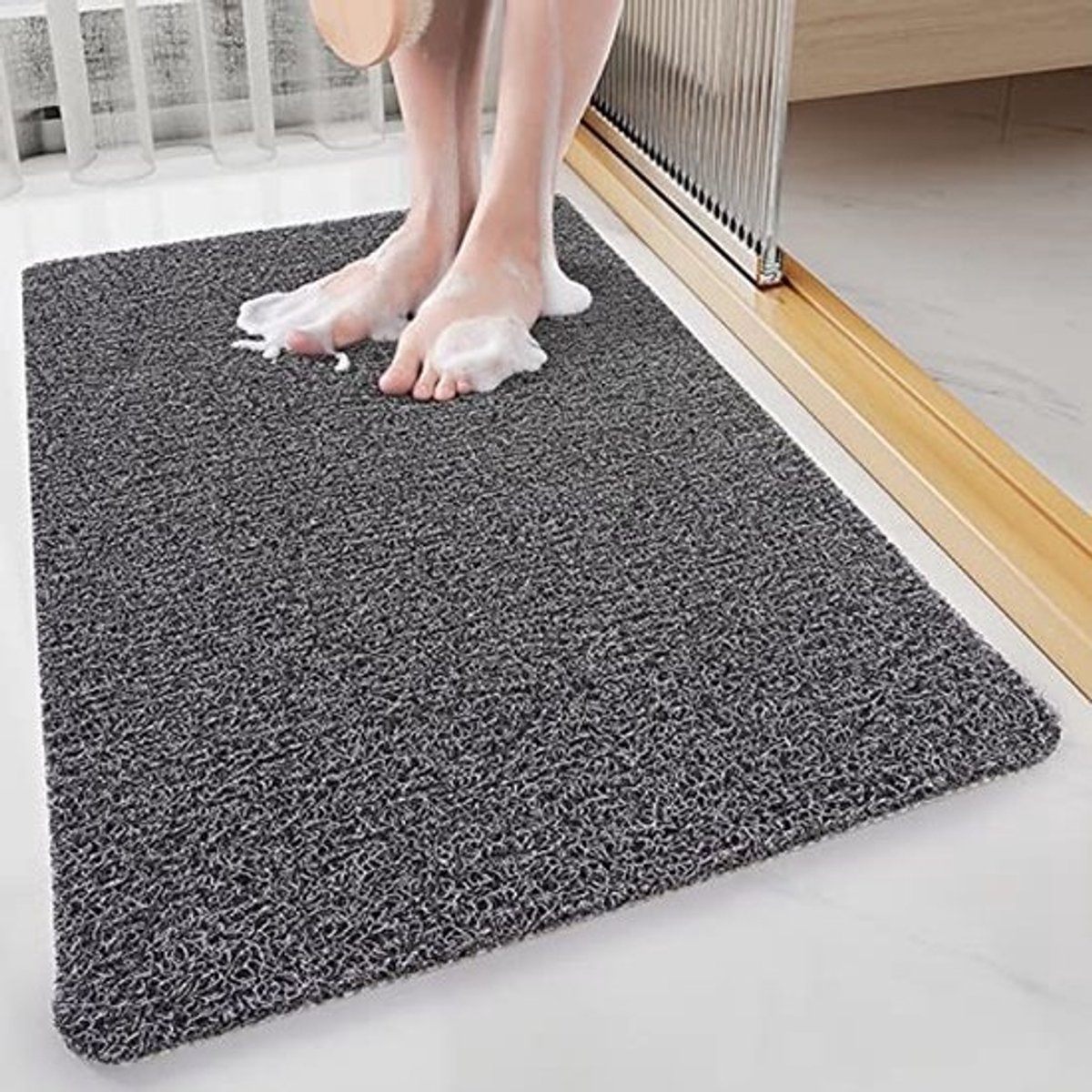 Antislip Douchemat - Zacht en Schimmelbestendig - 60 x 60 cm - Grijs/Zwart