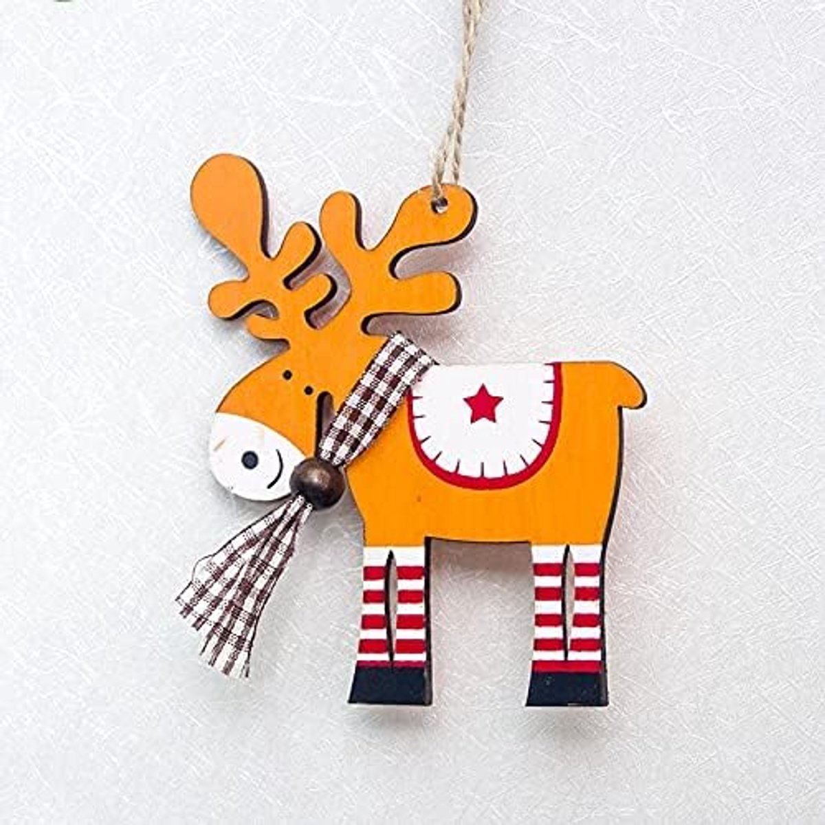 Kunstkerstboom 1pc 2D 3D Kerst Ornament Houten Hangende Hangers Star Xmas Tree Bell Kerstversiering for Home Party Nieuwjaar Navidad (Color : Black)