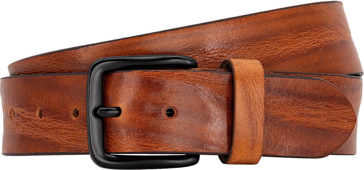 LINDENMANN leren heren riem - cognac