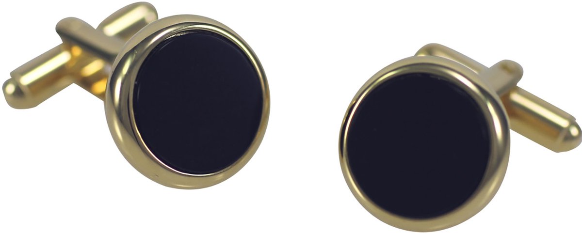 LINDENMANN heren manchetknopen Onyx - goudkleurig