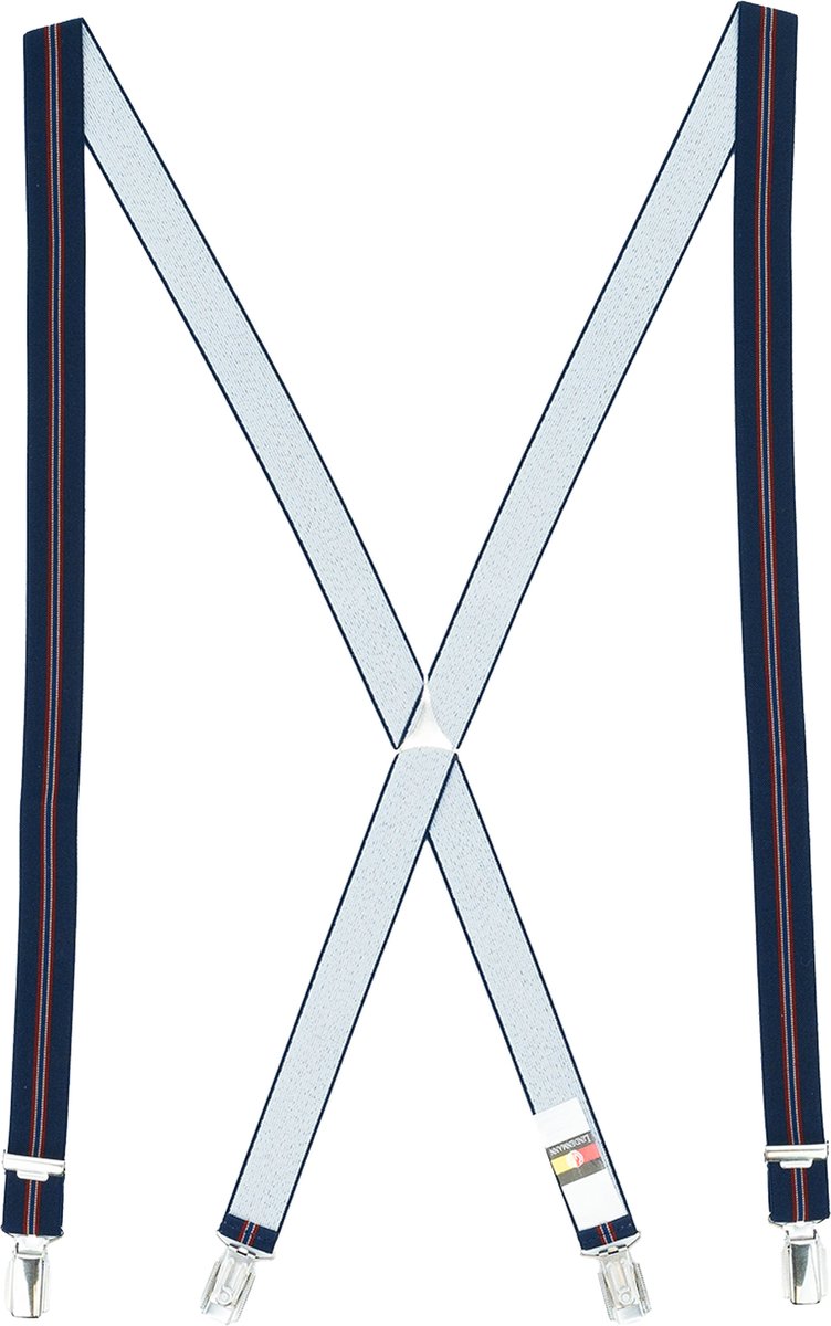 LINDENMANN heren bretels X-vorm - marine gestreept