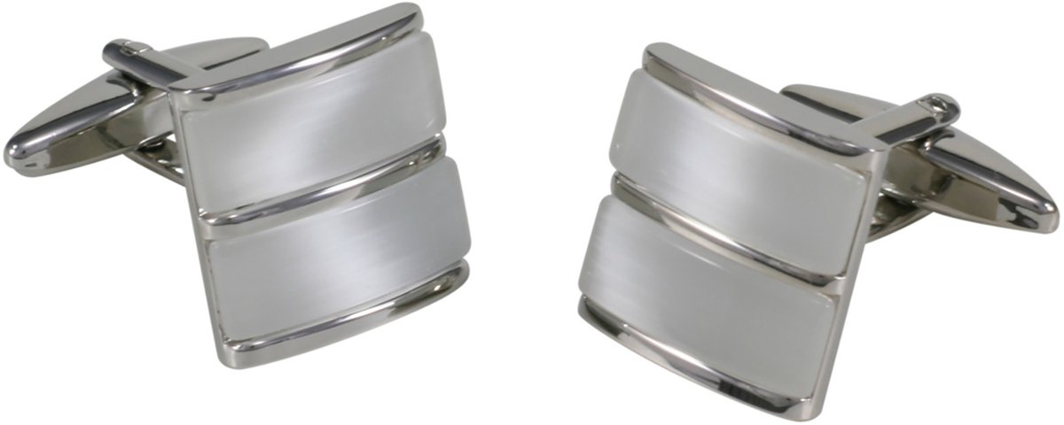 LINDENMANN heren manchetknopen cats-eye - zilverkleurig