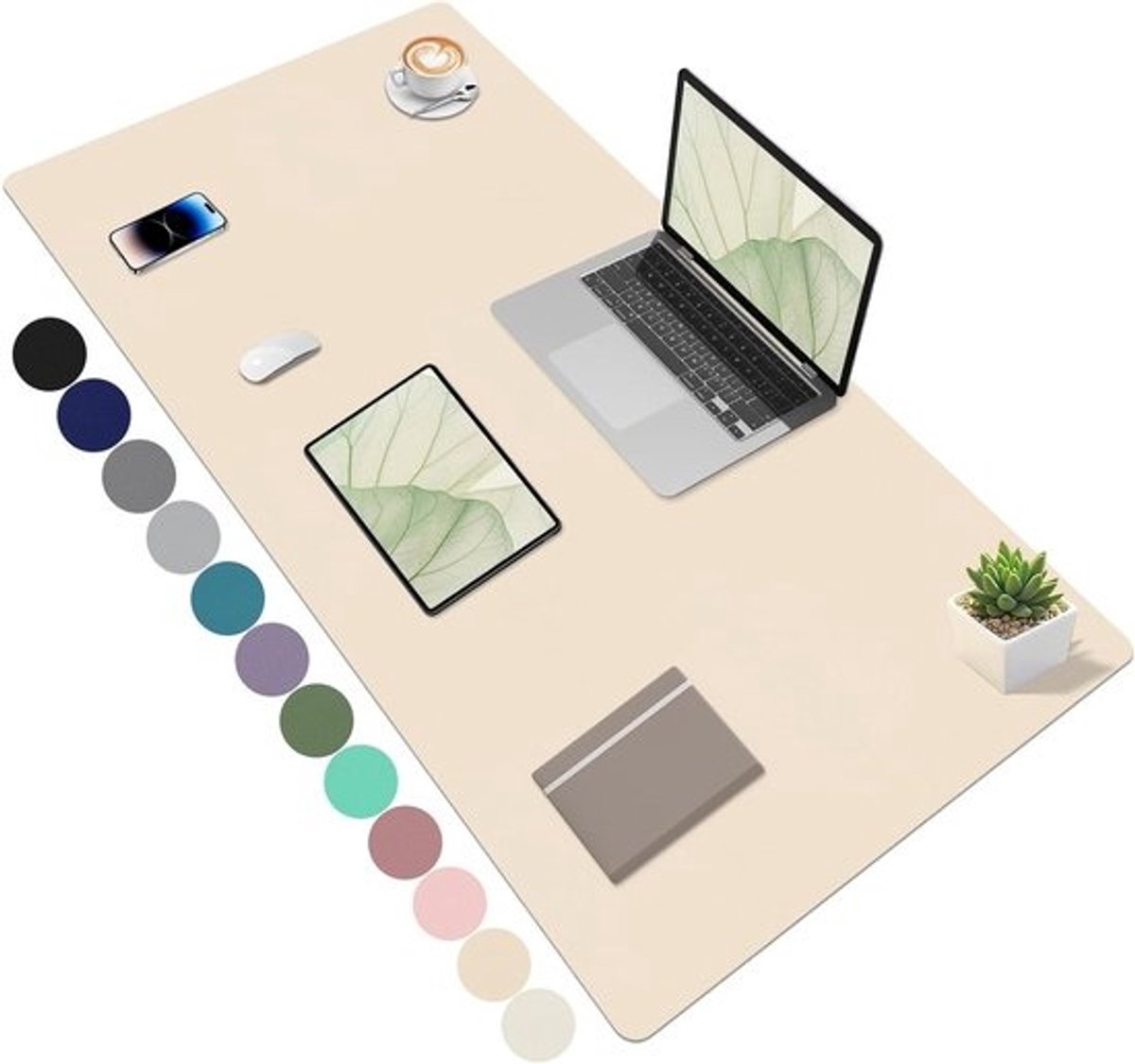 SnelShoppen - Niviy bureauonderlegger XXL antislip waterdicht 120x60cm gebroken wit - voor thuiswerk, kantoor en creatieve ruimtes