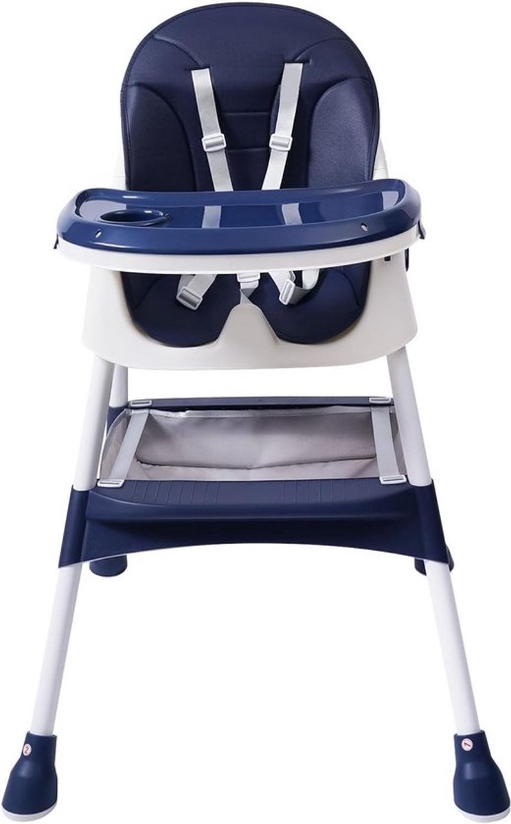 Verstelbare 2-in-1-kinderstoel met veiligheidsgordel en eetplank, blauw