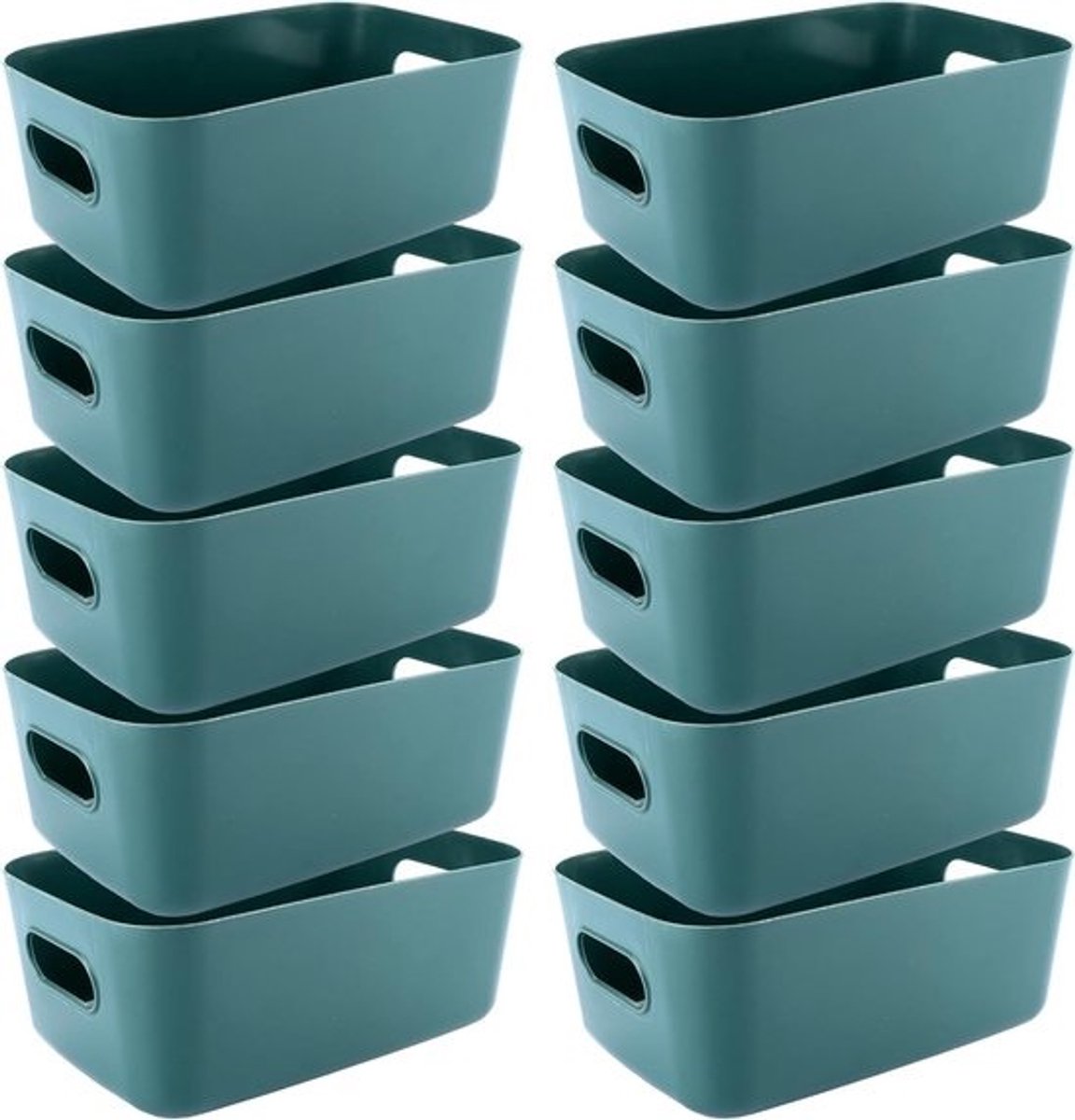 10 grote plastic opbergdozen - 30 x 20 x 12 cm met handvat - Voor keuken, kantoor en speelgoedopslag