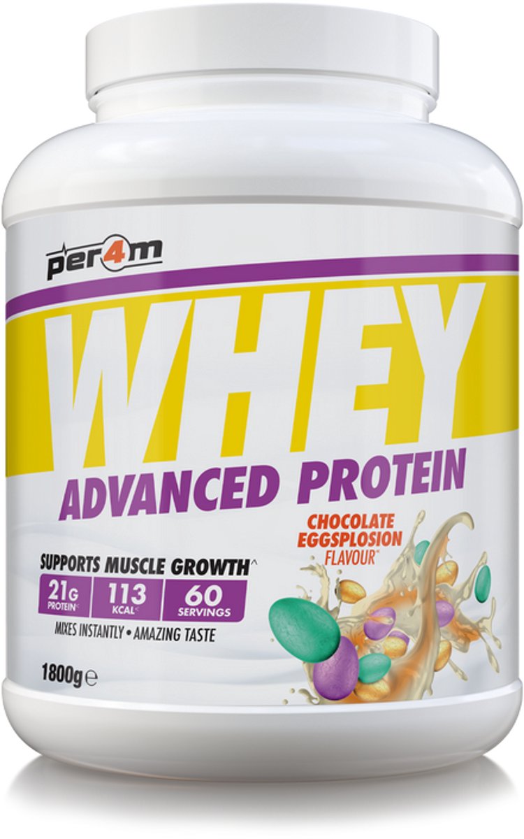 Per4m - Advanced Whey Protein - Chocolate Eggsplosion - Proteine poeder - Eiwit shake - Eiwitpoeder - 2.01kg - Whey Protein - Eiwitshakes - Whey Proteine - Protein - Proteine - Proteine Shake - Shake - Fitness - Krachttraining - Gym