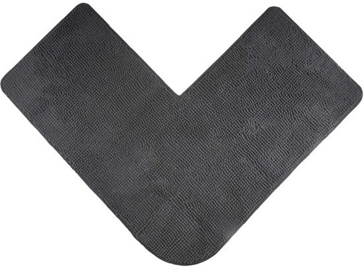 Chenille badmat voor hoekdouches - antraciet, 50 x 50 cm - antislip, absorberend