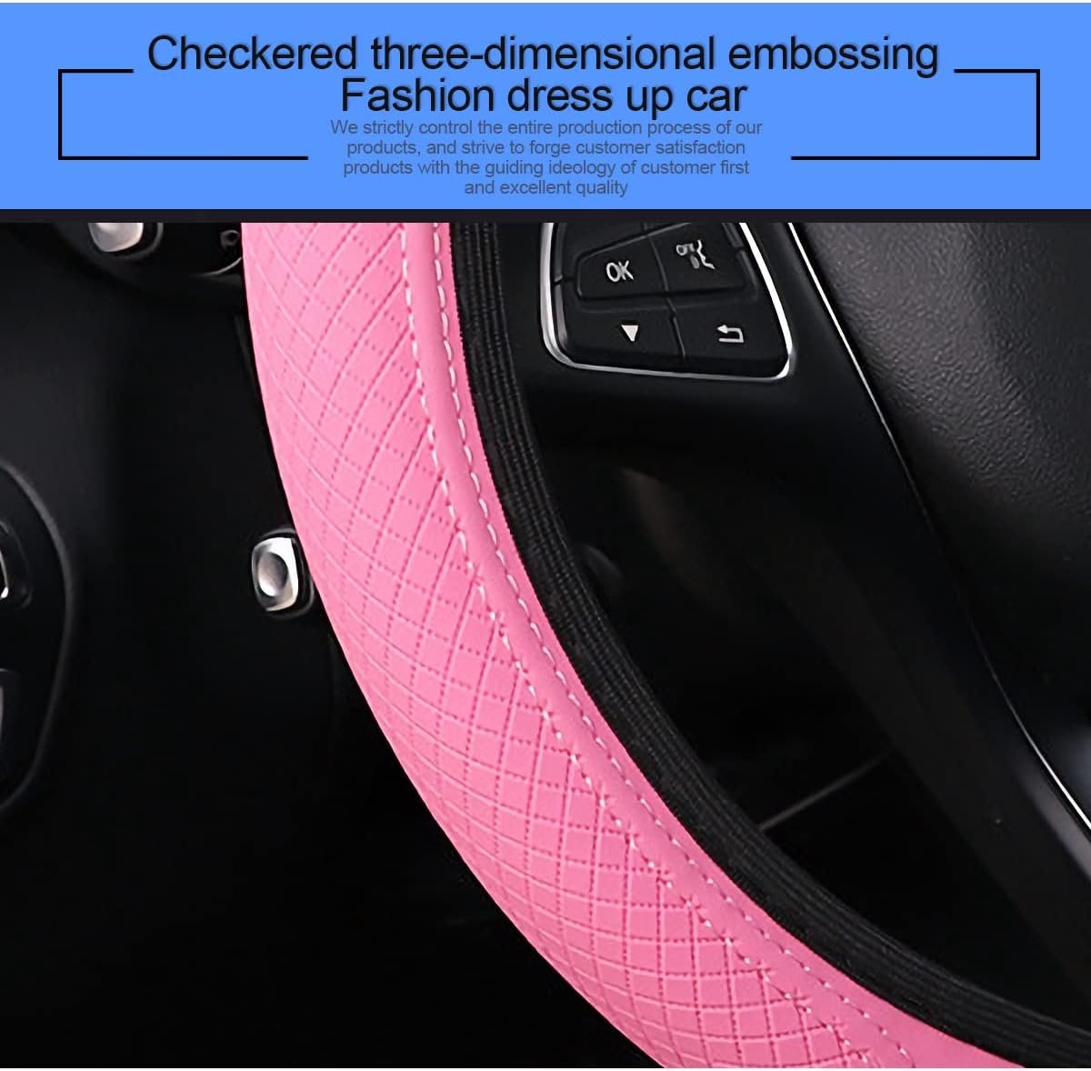 Auto stuurhoes, universeel, 38 cm, microvezel, antislip, ademend, geurfoutvrij – foto 3