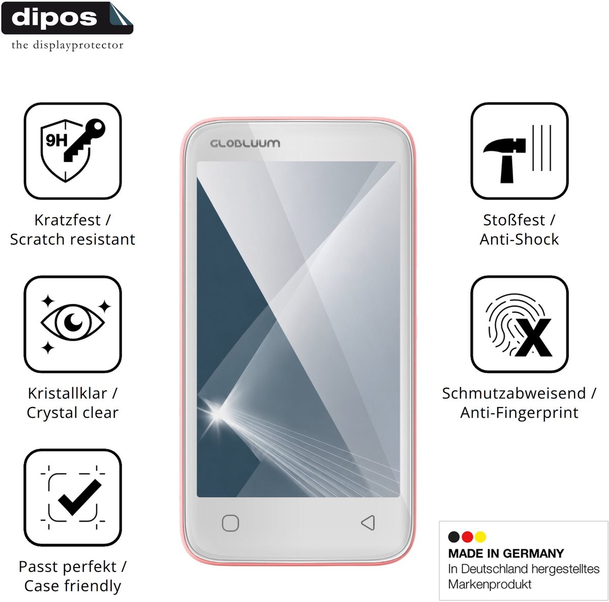 dipos – 2x Pantserfolie geschikt voor Globluum MP3-Player für Kinder 16GB | 9H Screenprotector