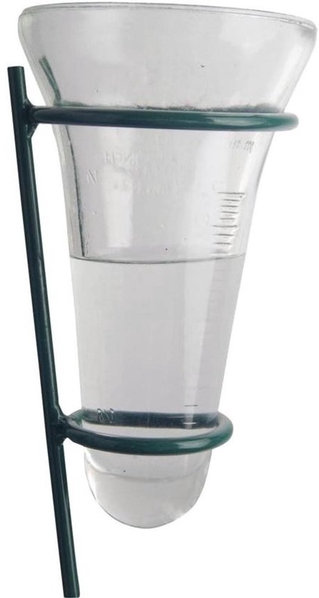 Design Neerslagmeter met glazen inzetstuk op staaf ca. 12 cm x 12 cm x 134 cm