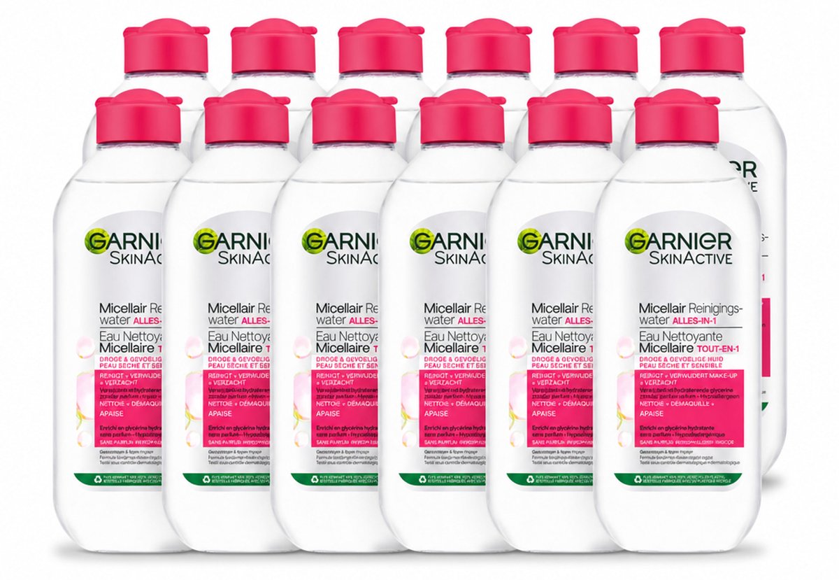 12 x Garnier - SkinActive - Micellair Reinigingswater - Droge & Gevoelige Huid - Hydraterend & Reinigend - 400 ml - Voordeelverpakking - 12 stuks