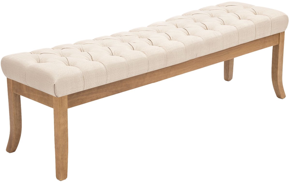CLP Zitbank Ramses - Chesterfield - Licht Houten Onderstel - creme
