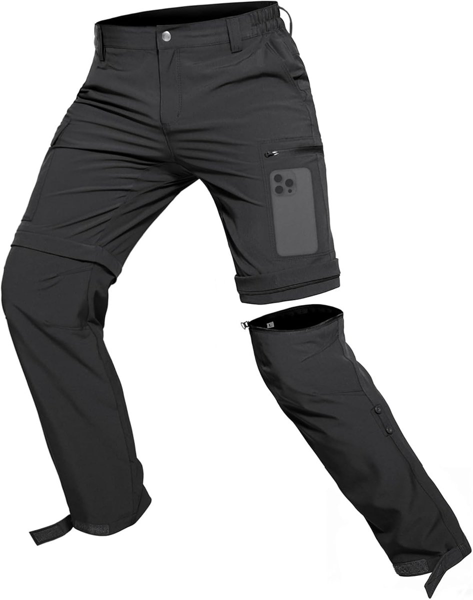 Heren Wandelbroek Zip Off Lichtgewicht Ademend Qiuck Dry Convertible met 5 Zakken voor Trekking Cargo Tactische