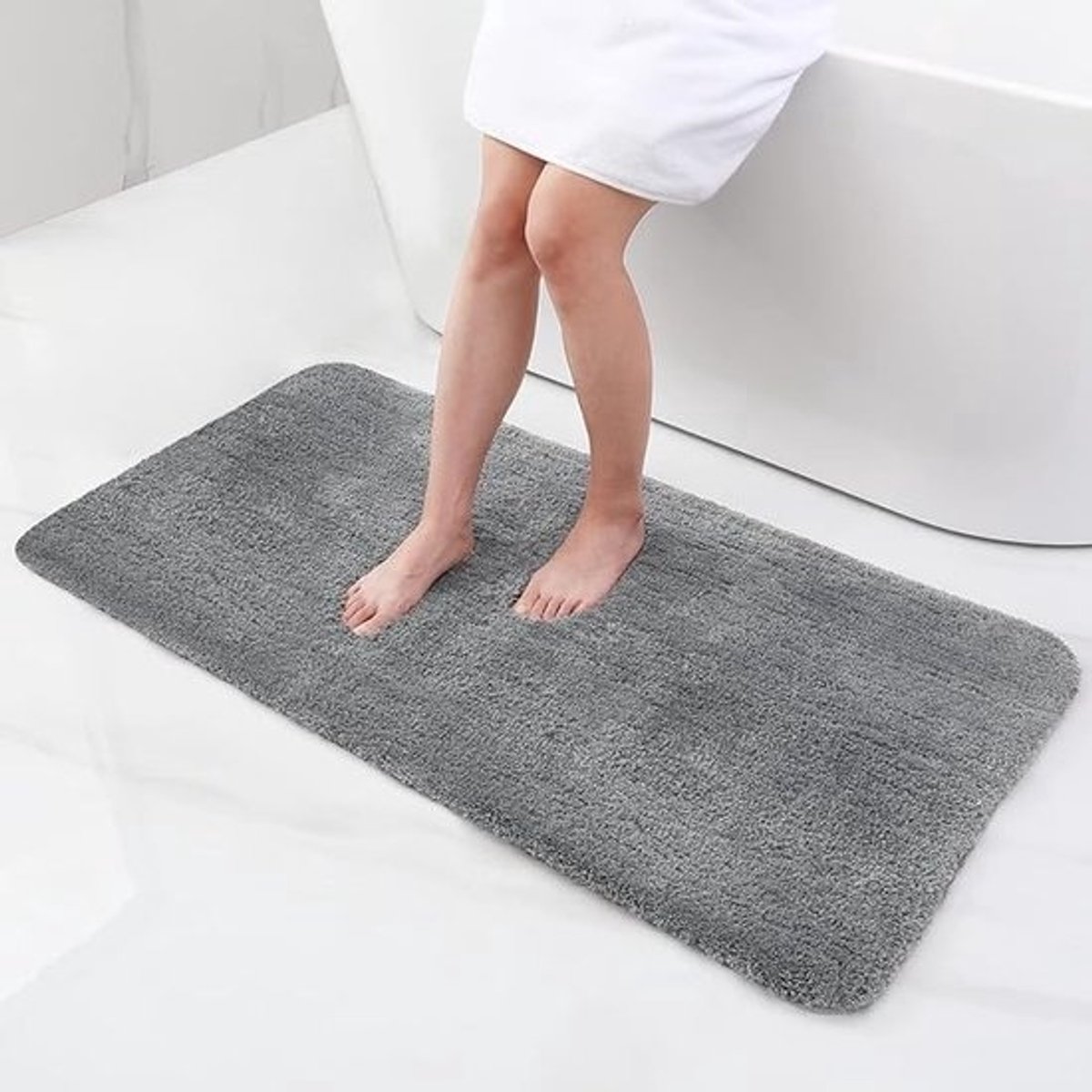 Zachte hoogpolige badmat met antislip onderkant, 60x120 cm