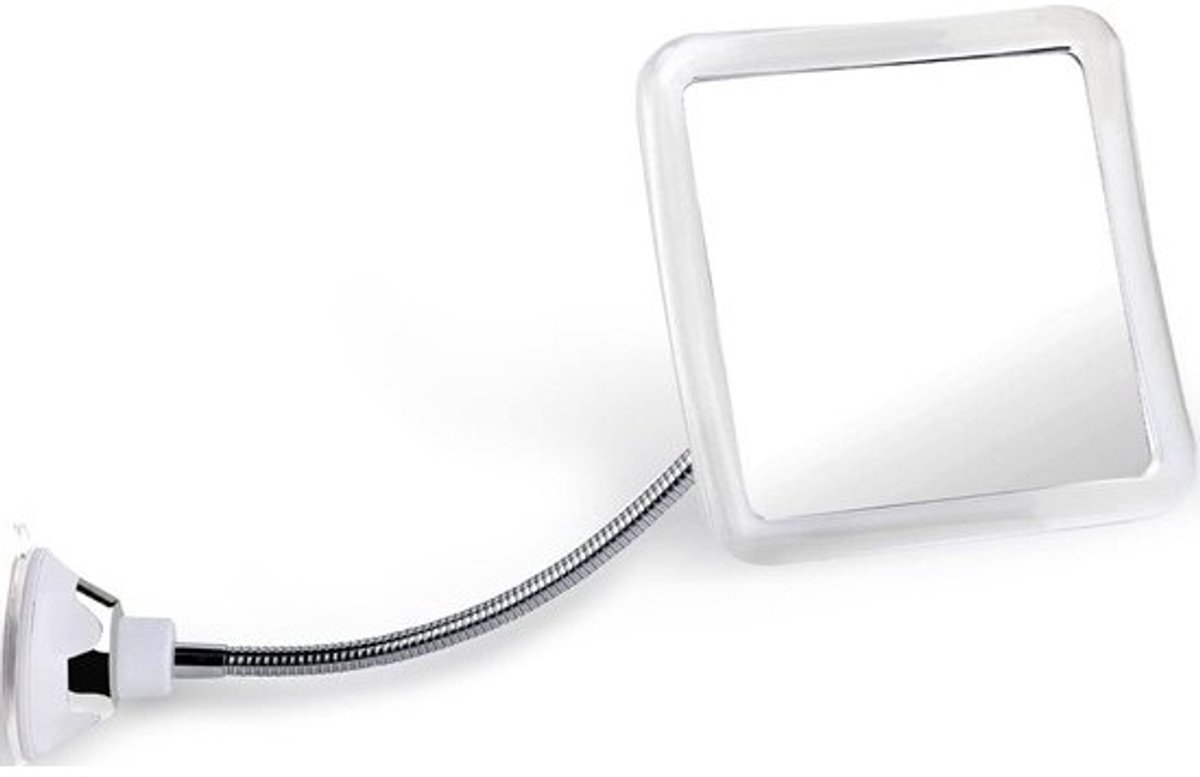 Height-Adjustable 360° Rotatable Shatterproof Shower Mirror for Shaving - Flexible Gooseneck - Improved Suction - 16 cm x 16 cm