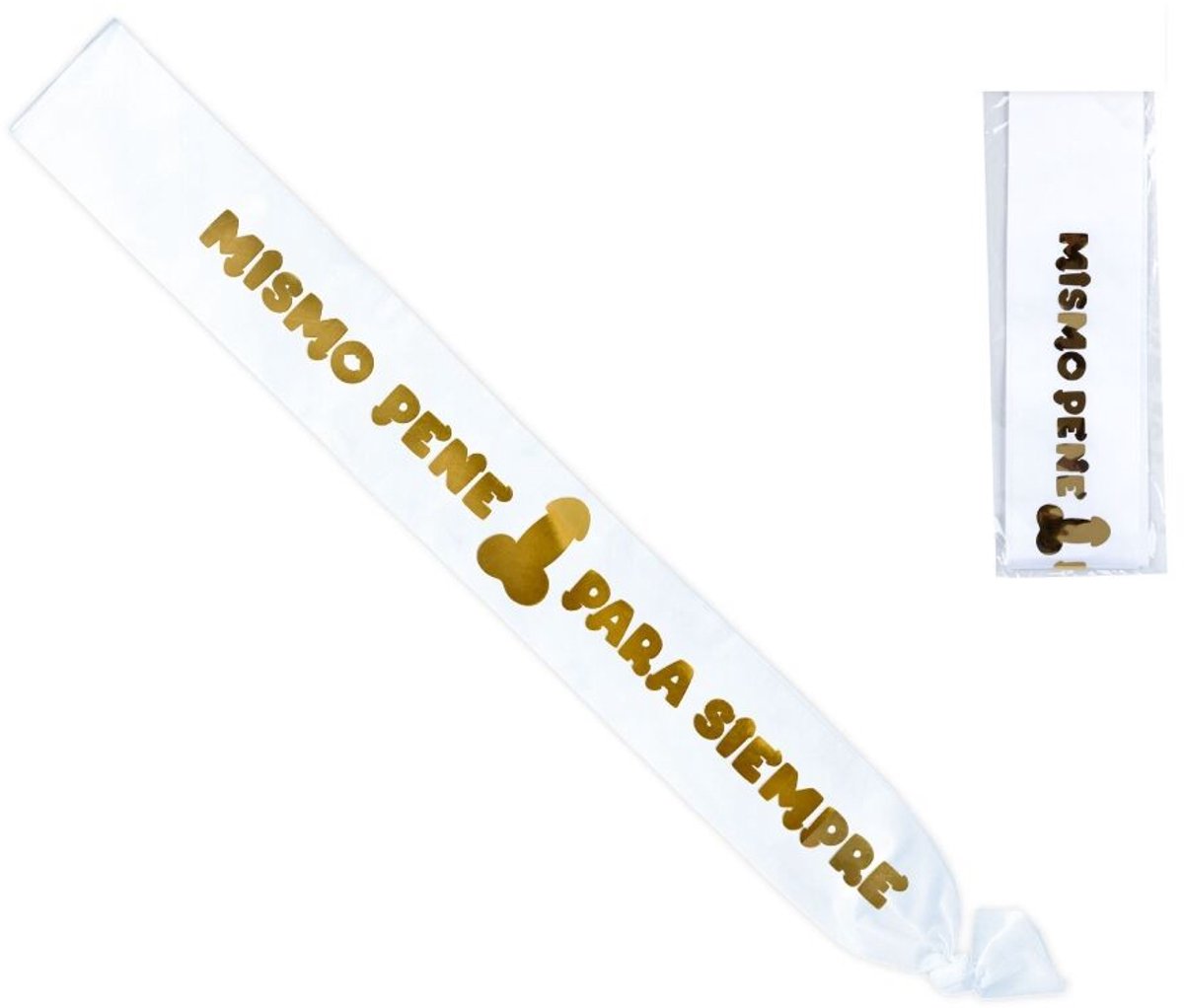 Witte Sash met Metallic Penis Motief