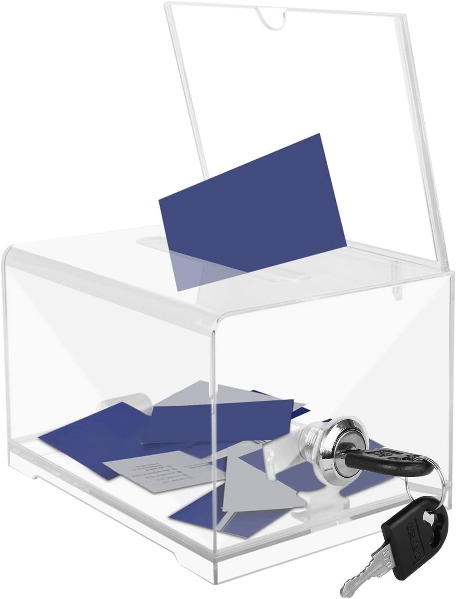 Geldkistje met slot - Transparant - 15,9 x 11,4 x 10,2 cm - Acryl Opbergdoos voor Donaties en Stemmen