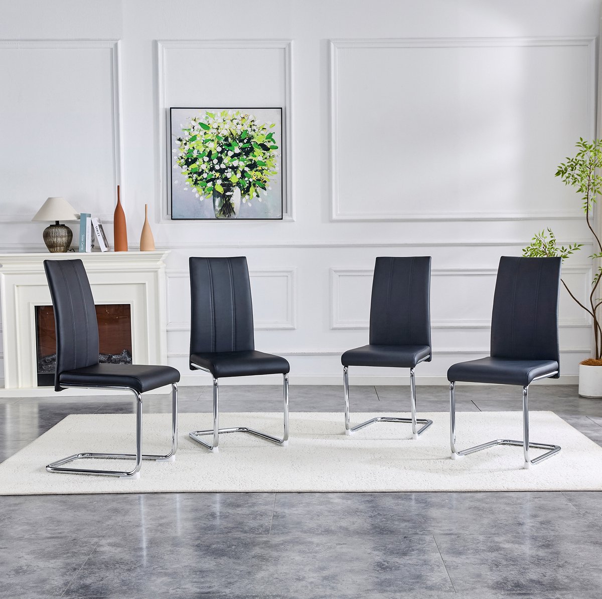 MODENUIT Eetkamerstoel 43x54,5x99 cm - Ergonomisch - Eetkamer - Kunstleer Metalen Onderstel Zwart