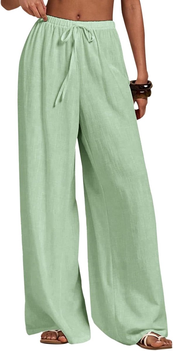 broek voor dames, zomer, elastisch, wijd, casual, palazzo-broek voor dames, elegant, los, lange werkbroek met zakken