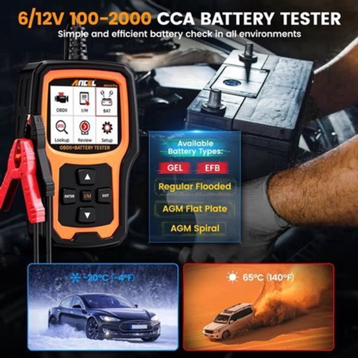 OBD Scanner - OBD2 - Auto Scanner - Auto uitlezen - Diagnose Apparatuur voor Auto's - Code Reader - Battery Test - Check Engine - Volledige OBD2 Functies - Diagnose Tool - Autoscanner