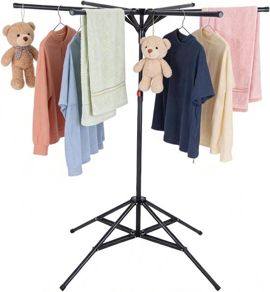 Vouwbare Droogrek met 6 Armen, Hoogte Verstelbaar van 120-170 cm, Ideaal voor Binnen en Buiten Gebruik, Perfect voor Balkon en Wasdroger
