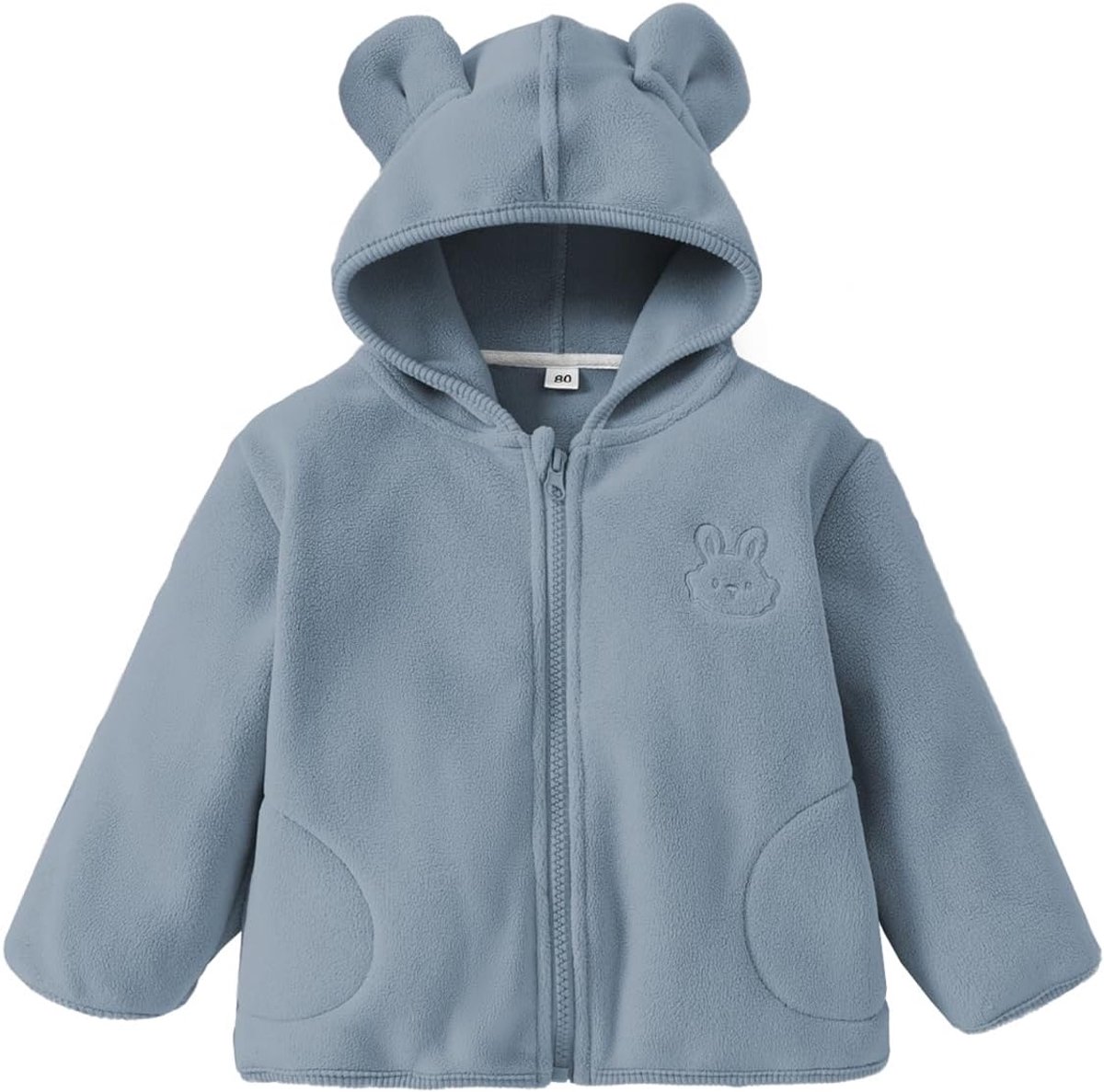 Fleecejack voor peuters, baby's, meisjes en jongens, met capuchon, ritssluiting, beeroren, warme winterjassen voor kinderen, bovenkleding