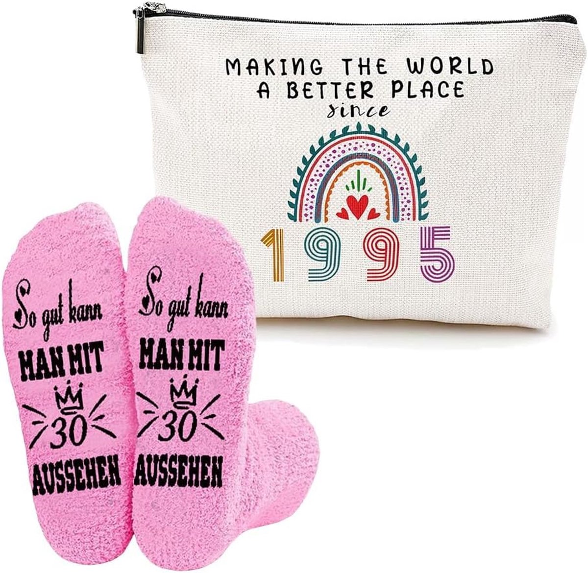 2 Stuks Verjaardag Cadeauset Make Up Tas En Antislip Sokken Toilettas Cosmetica Tas Verjaardagsgeschenk Dames Grappige Sokken Huissokken Cadeau Voor Moeder Vriendin Zus (1995)