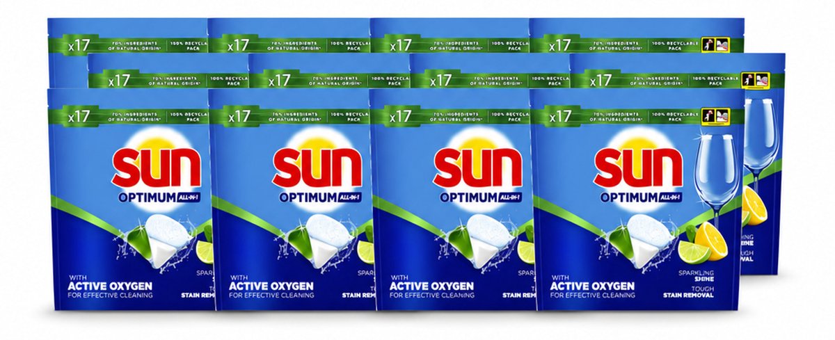 12 x Sun - Vaatwascapsules - Citroen - 17 capsules - Voordeelverpakking - 12 stuks
