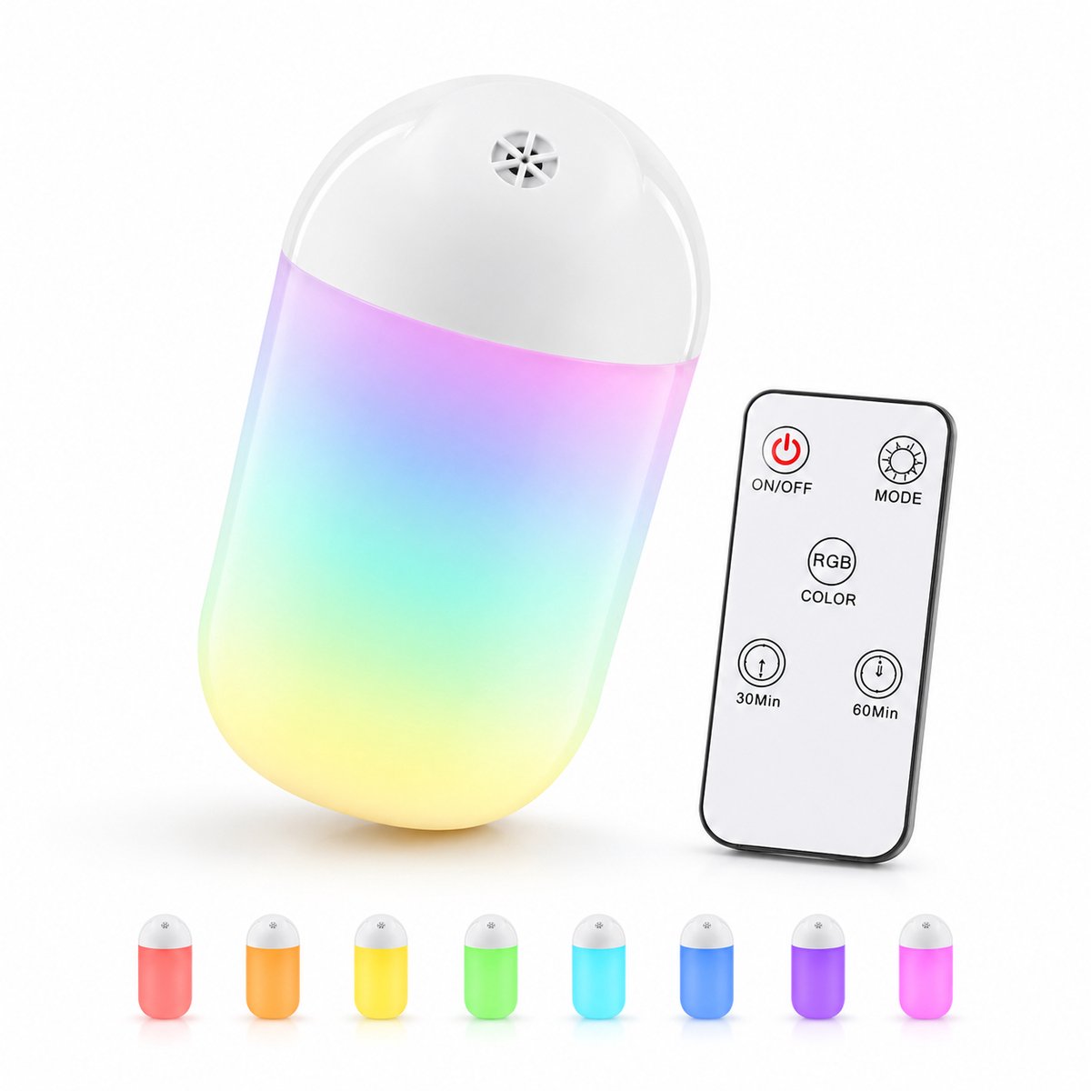 ZoeZo LED Sfeerlamp – 8 Kleuren – RGB Nachtlamp – Tafellamp – Sfeerverlichting – Rood, Geel, Oranje, Groen, Blauw, Paars en Roze
