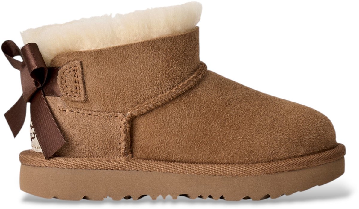 UGG Bruine Ultra Mini Bailey Bow laarsjes van leer