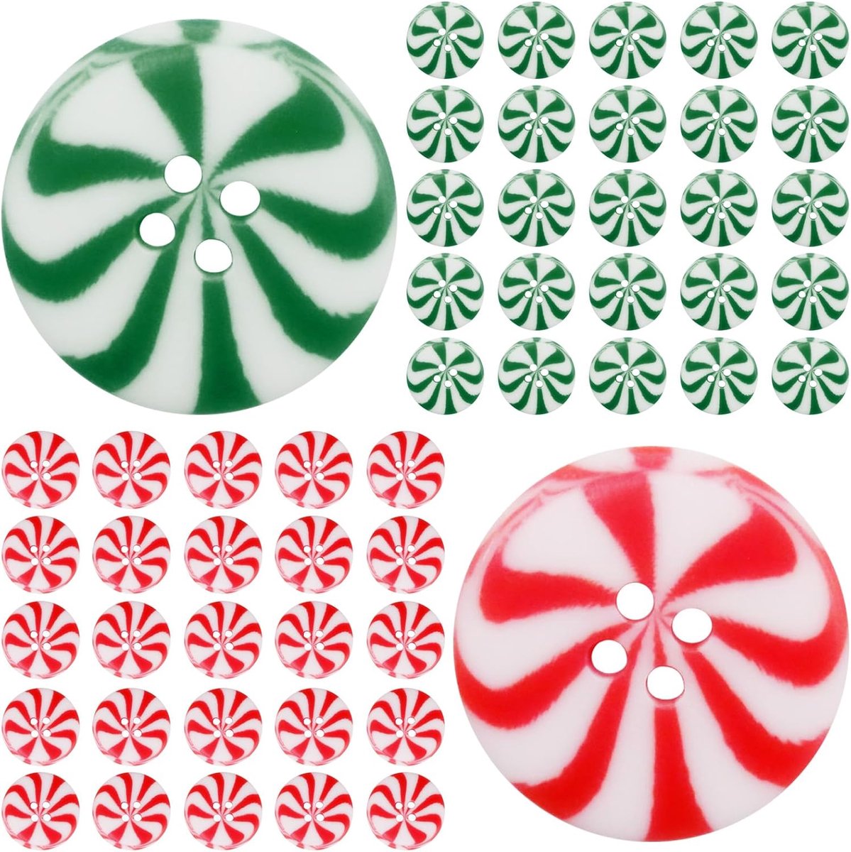 Knopen, Naaien van Kerst Knopen voor Kledingdecoraties Winter Dubbele Kleur Kerst Snoep Knopen Decors, Xmas Candy Knopen Craft Supplies