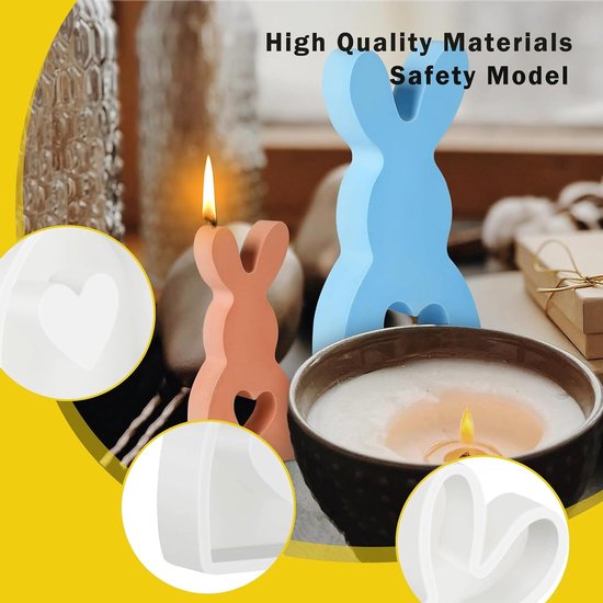 Mallen Bunny Candle Malls Zeep Mallen Siliconen Bakvorm Oren Konijn Mold voor Cake Chocolade Zeep Wax Kaarsen Pasen Geschenken Wit — afbeelding 3