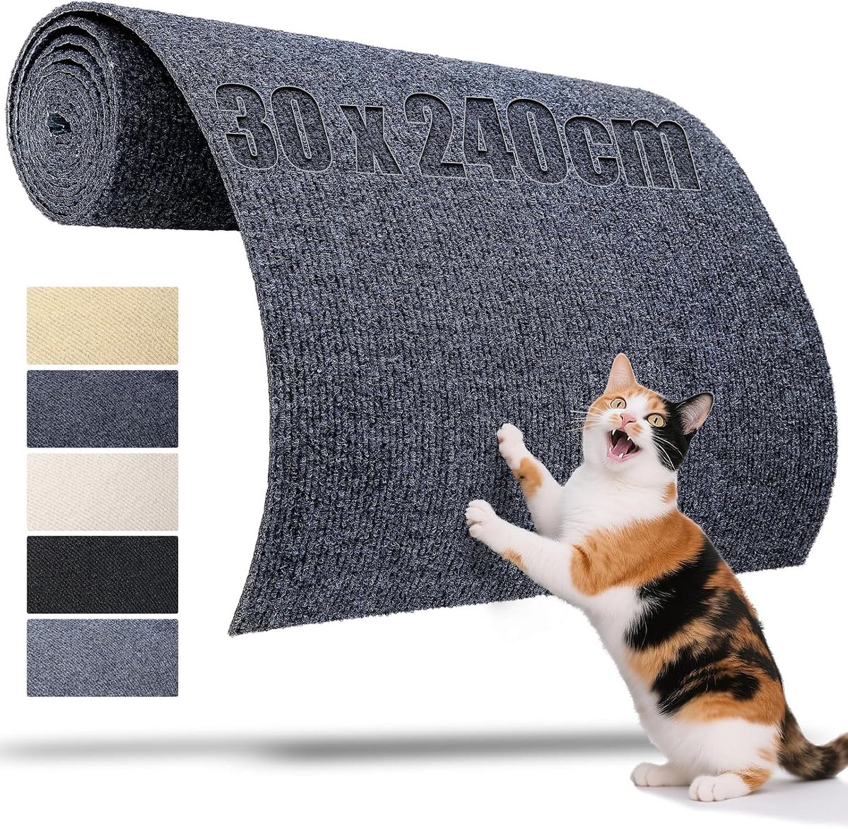 Krabmat voor katten, zelfklevende krabmat, 240 x 30 cm, krasplank, kraswand, krasbescherming, bank, kat voor doe-het-zelf krabplanken, katten, kattentoren, muur, meubels