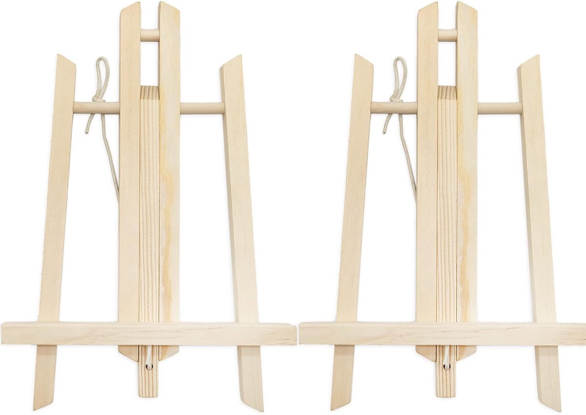 30 cm hoge ezel van hout, kinderen, display klein, schildersezeltafel, hout, klein, fotostandaard van massief hout, inklapbaar en in hoogte verstelbaar