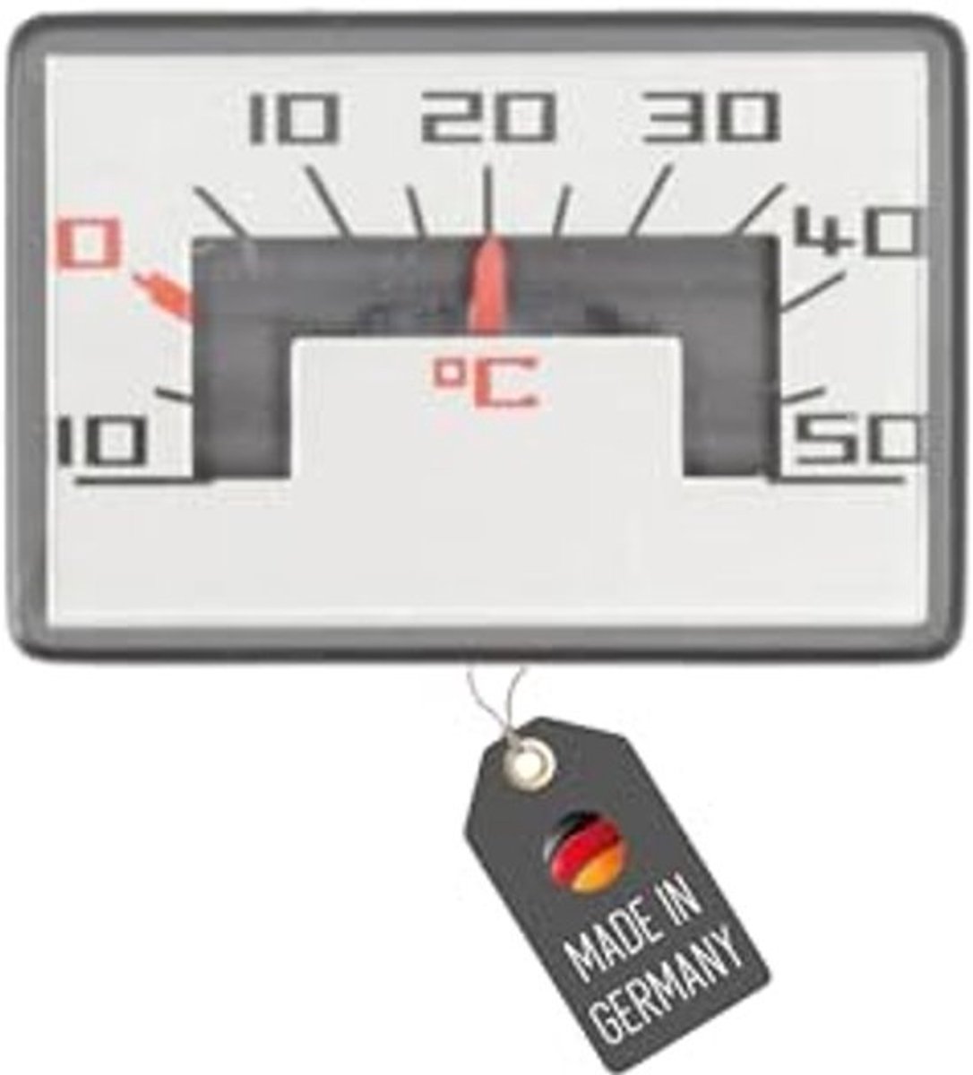 Analoge autothermometer met magneet en kleefpad - Zwart met zilveren display, Goed afleesbaar