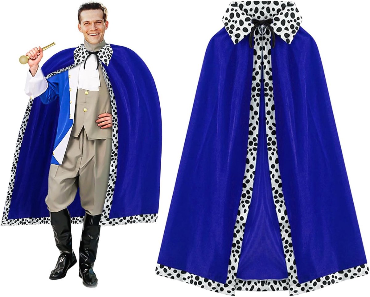 Koningin Kostuum, Koning Koningin, Robe Prins Cape Koning Cape Fluwelen Jas Wijze Man Kostuum Fluwelen Mantel voor Mannen Vrouwen voor Halloween Kerstmis Cosplay, 120 cm
