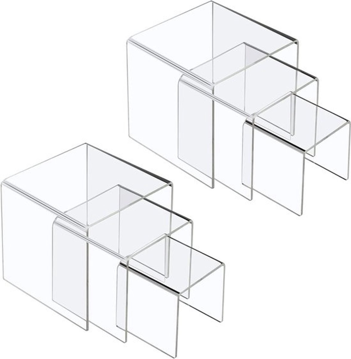 Set van 6 heldere acryl displaysteunen voor collecties, sieraden en taartdecoraties - 3"x4"x5