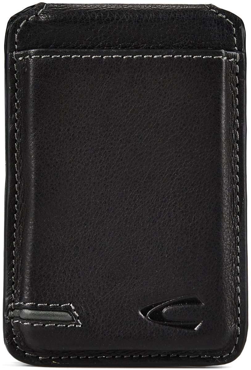camel active Leren kaarthoes Hill Magnetic Flip Wallet Black zwart