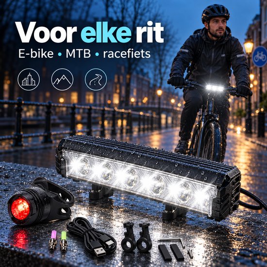 2800 Lumen E-bike Koplamp fiets - Fietslicht - Fiets lamp - Bike light - 5 LED - 5 Standen - 6600mAh - IPX5 Waterdicht - waterdichte voor- en achterlamp, geschikt voor alle fietsen, inclusief mountainbikes en racefietsen — afbeelding 5