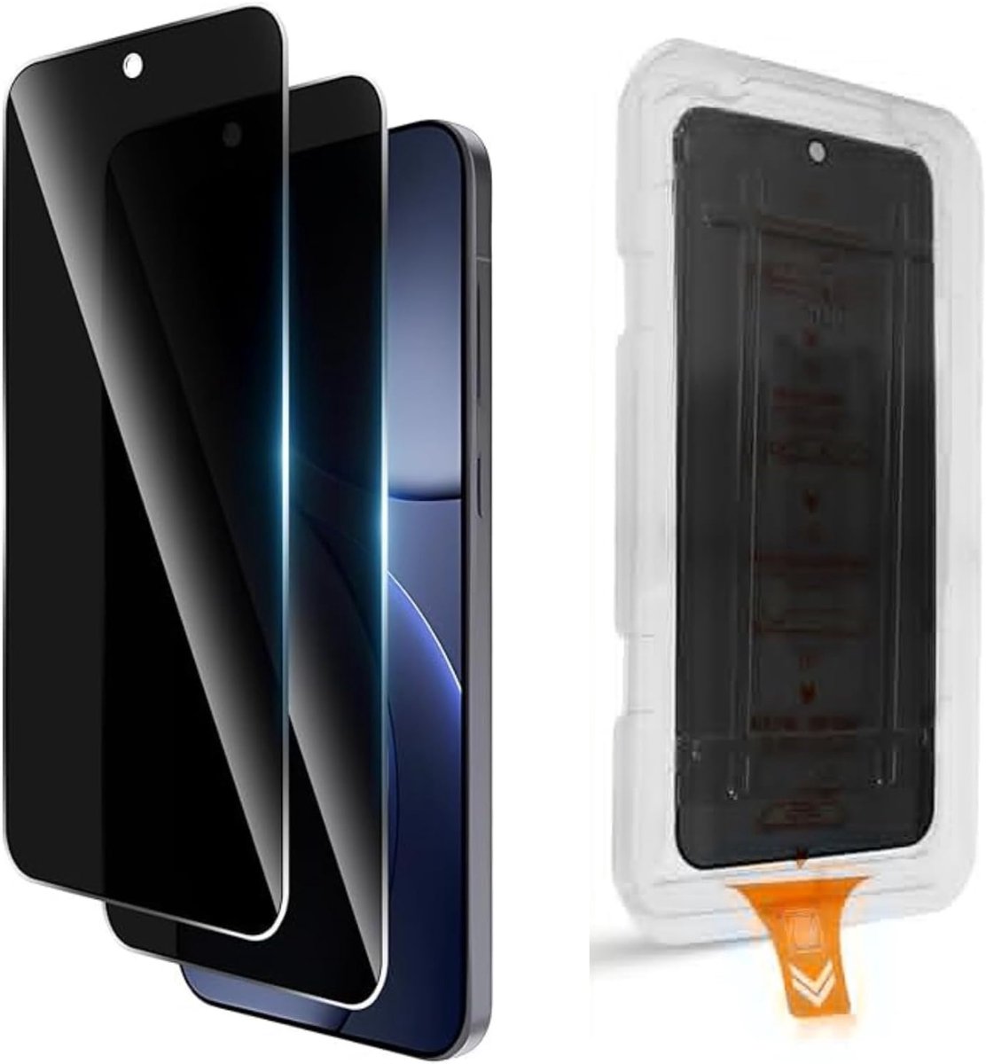 Screen Protector voor OPPO Find X9 PRO, gehard glas, [automatische installatie], 2 stuks, 9H hardheid, anti-spionage privacyfolie