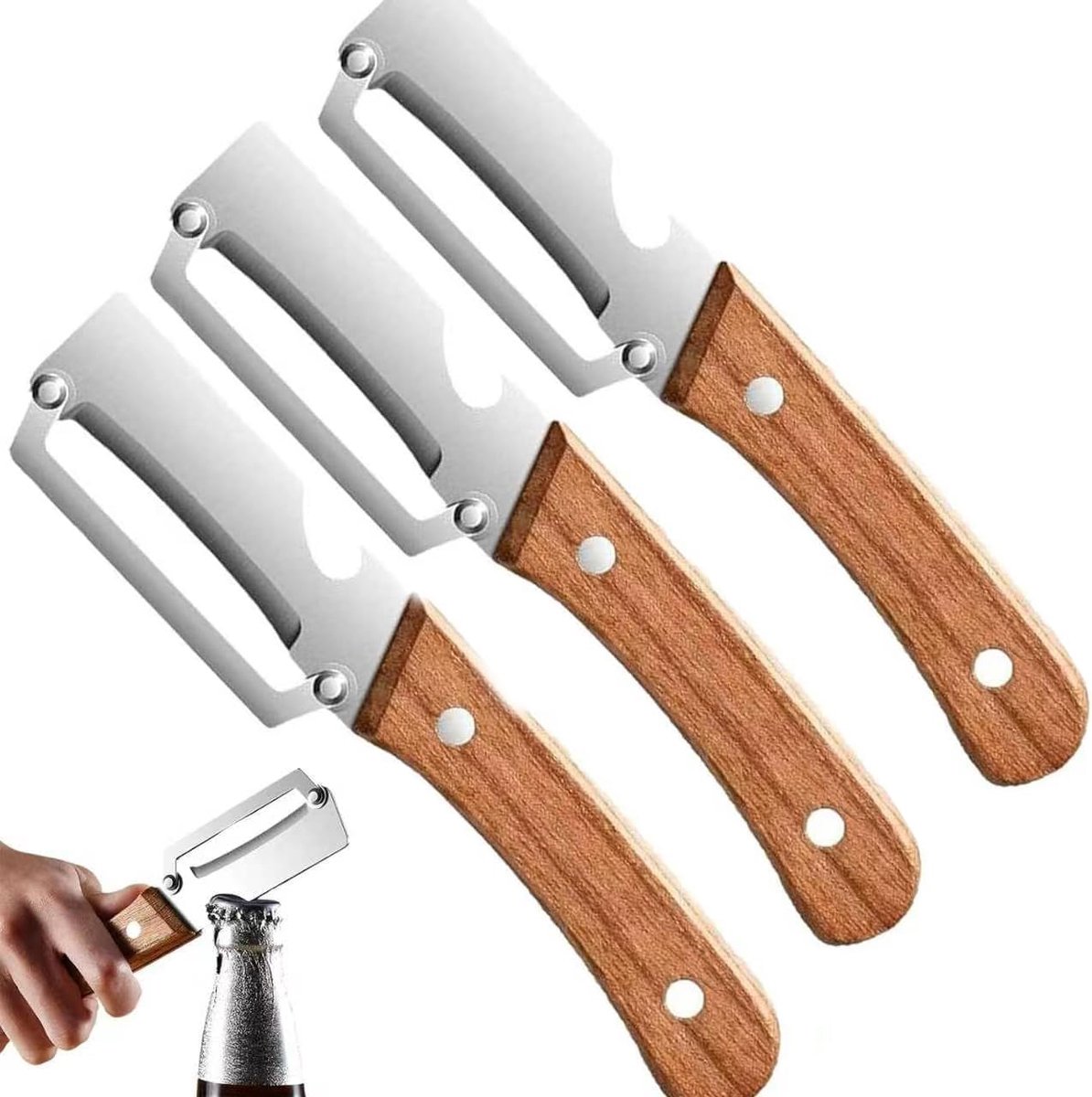 Schillers, multifunctionele groenteschiller voor de keuken, roestvrij staal met houten handvat, roestvrijstalen groenteschiller, universele dunschiller voor appels, pompoenen