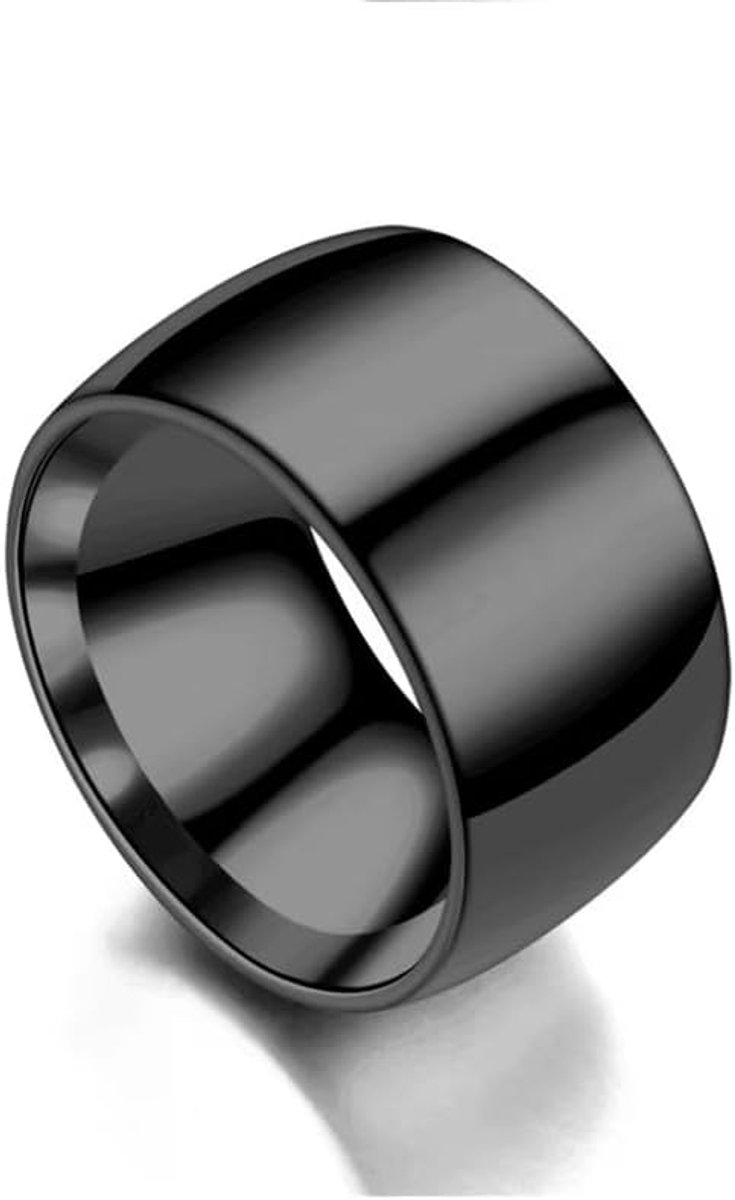 Roestvrij staal brede afgeronde band ring 12mm glad profiel mannen mode ring