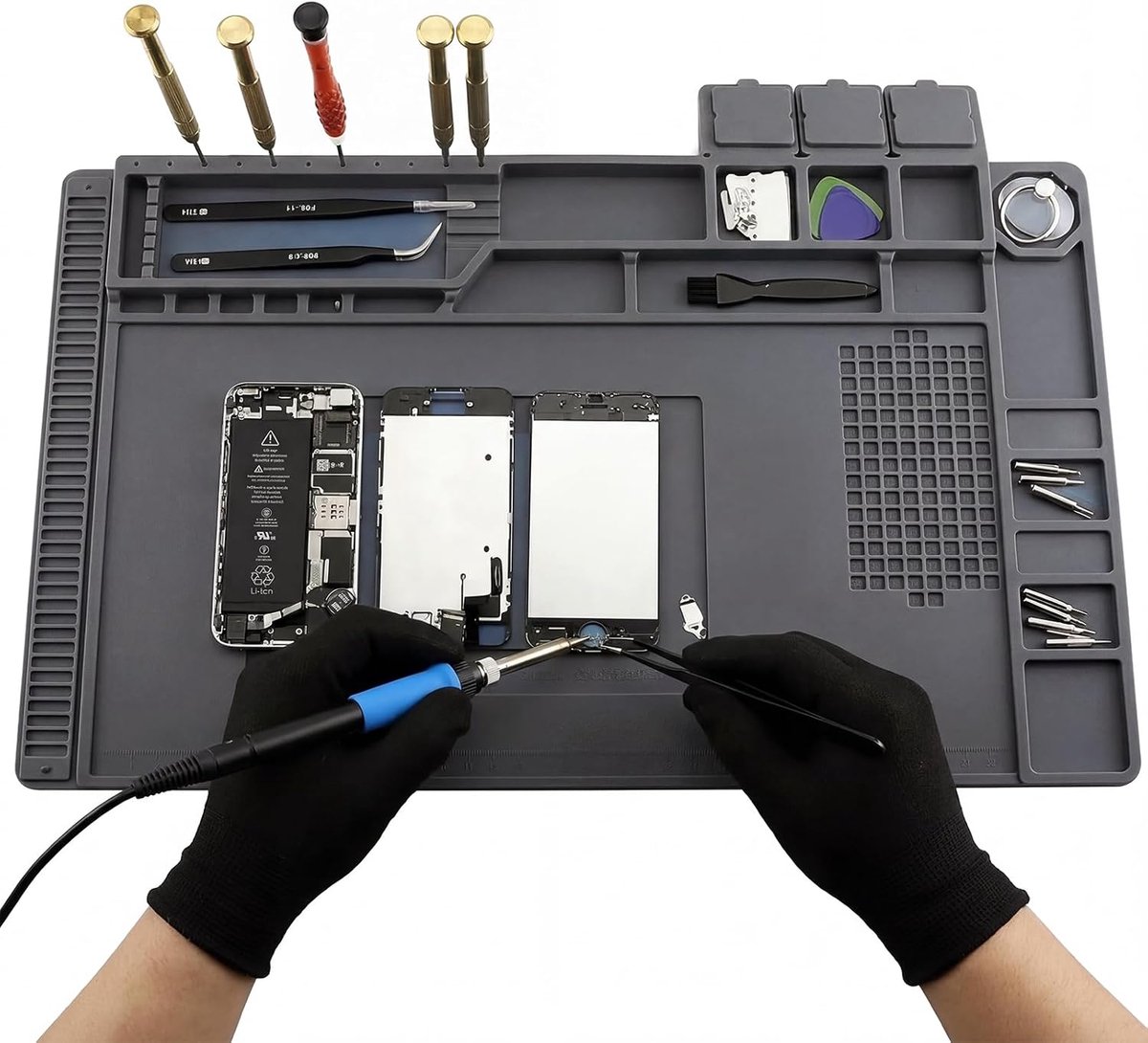 Siliconen, 500 °C, hittebestendig, 45 x 30 cm, antistatische mat, verdikte magneetmat, magnetische reparatiemat, solderingsmat, werkmat, werkmat, werkmat, werkmat, werkmat, werkmat, voor