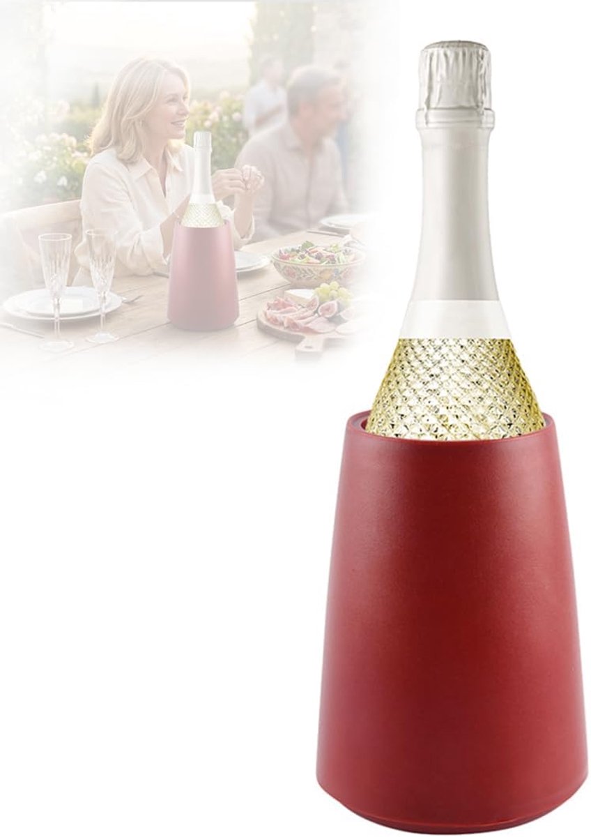 & flessenkoeler, dubbelwandig met koelaccu's, draagbare wijnkoelset voor witte wijn, rosé, outdoor, tuin, picknick en camping (rood)