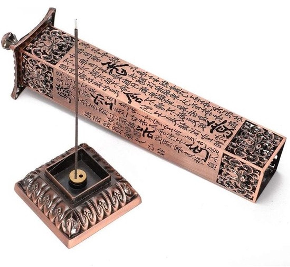 MK Stoer -Verticale Hart Sutra Wierook Houder Brander - Wierook Sticks - Houder - Ash Catcher - Ornamenten - Theekamer Decoratie - Wierook Standaard - Geschikt voor Sticks of Kegels - Decoratieve Woonaccessoire - Boeddhistisch Design.