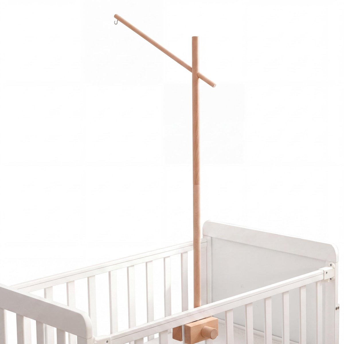 Mobiele houten standaard voor babybed - rechthoekige sokkel - stevig en veilig - ideaal voor een veilige slaapomgeving - ShopVlot